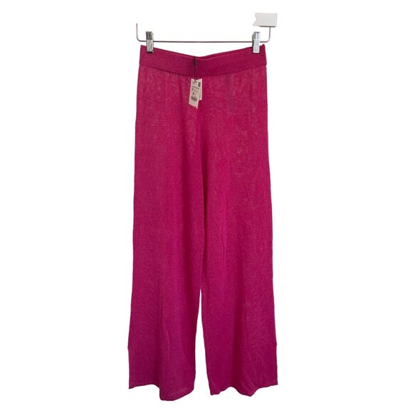 Zara Fuchsia Elastic Waist Linen Pants - Picture 1 of 3